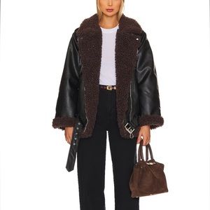 WeWoreWhat Oversized faux Moto sherpa jacket